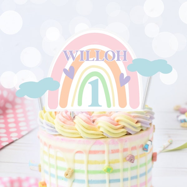 RAINBOW Cake Topper Download Modern Rainbow Cake Toppers Editable Rainbow Cake Topper Printable Onederful Cake Pastel Rainbow Centerpiece