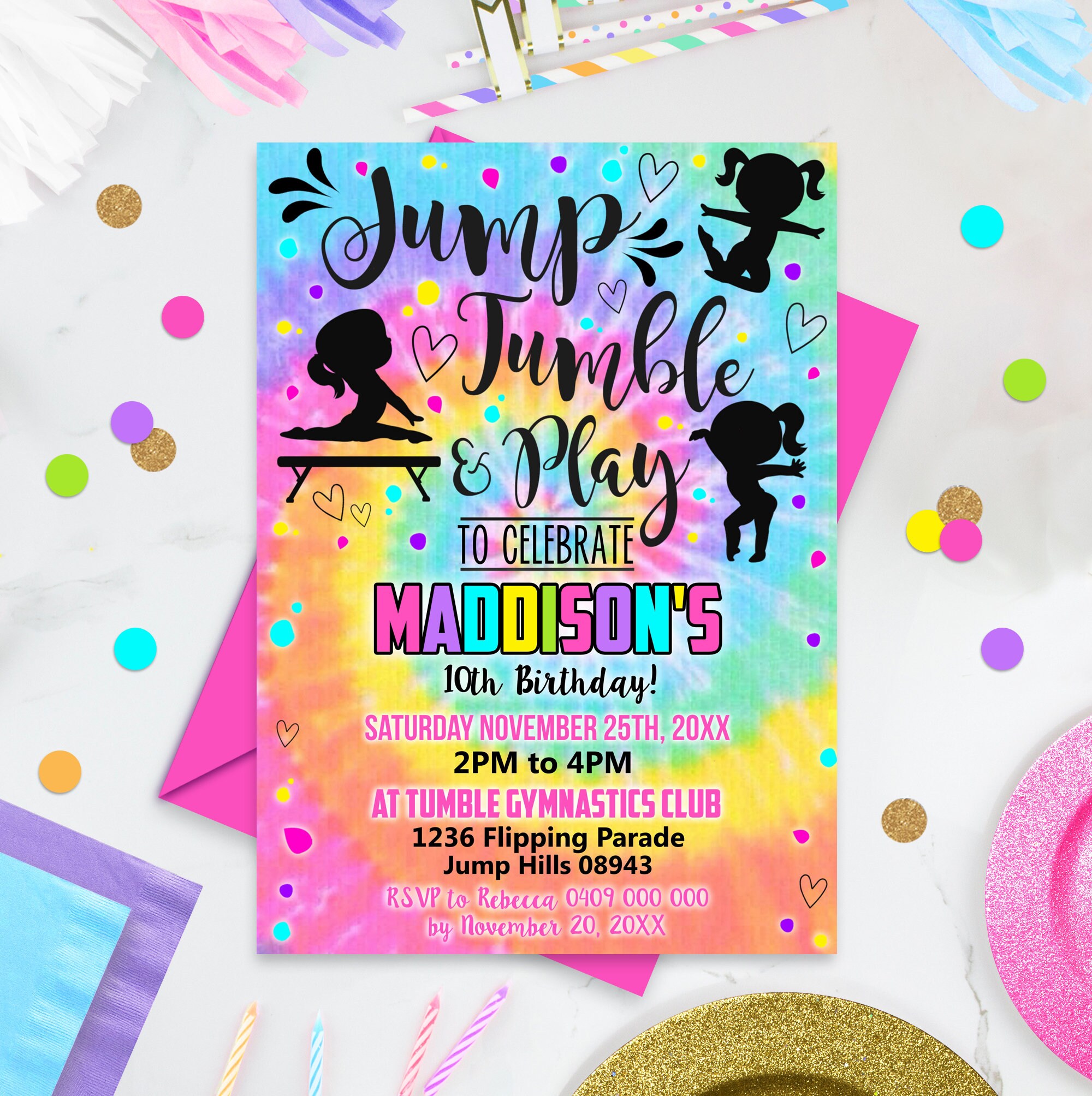 GYMNASTICS INVITATIONS Instant Download Gymnastics Party Etsy