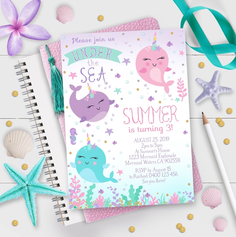 Narwhal Birthday Invitation Instant Download Narwhal Under The Etsy Narwhal Birthday Invitation Instant Download Narwhal Under The Etsy