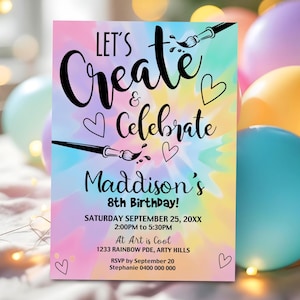 Art Party Invitation: Lets Create and Celebrate Evite Craft Birthday Invite (Digital Download)