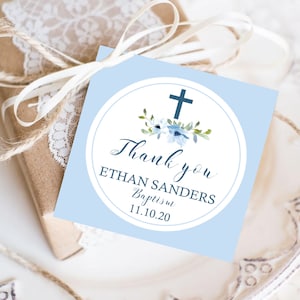 Bleu Floral BAPTÊME Favor Tag Bleu Baptême Cadeau Tags Garçon Floral Baptême Favor Tags Baptême Bonbonnière Bleu Verdure Baptême Favor Tag 0239
