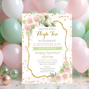 HIGH TEA Baby Shower Invitation Instant Download AFTERNOON Tea Invitation High Tea Baby Shower Editable High Tea Baby Shower Invitation 1D
