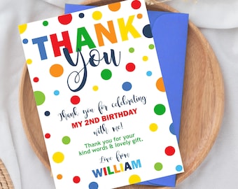 Boy Birthday Thank You Card: Polka Dot Confetti (Digital Download)