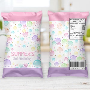 Bubbles Chip Bag Printable Bubbles Chip Bag Editable Candy Bag Bubbles Favors Printable Chip ...