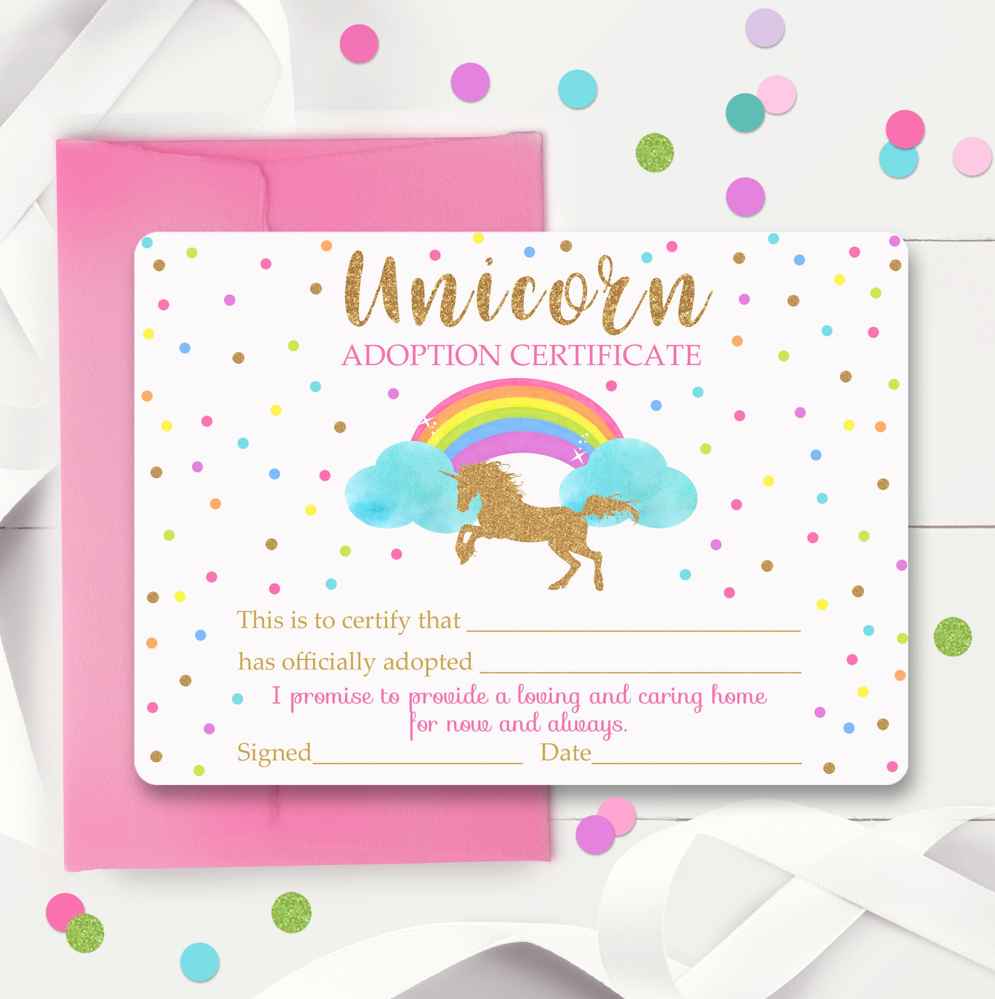UNICORN ADOPTION CERTIFICATE Unicorn Party Unicorn Game Adopt - Etsy