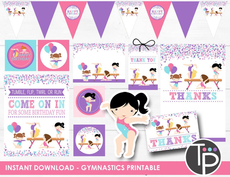 GYMNASTICS Party Printable GYMNASTICS Printable GYMNASTICS - Etsy