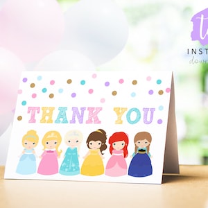 PRINCESS DANKE Karte Prinzessin Klapp Dankeschön Karte Prinzessin Party Danke Blank Dankeskarte Printable Dankeschön Karte Prinzessin