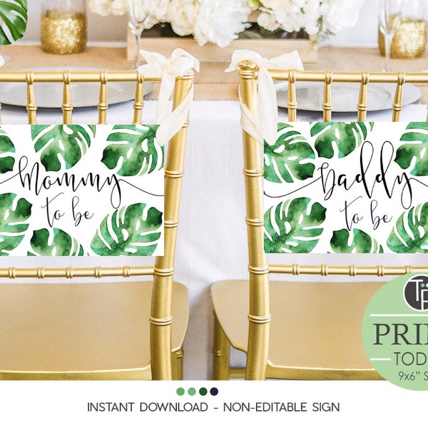 Tropical Mommy To Be Chair Sign: Baby Shower Decor (Digital Download)