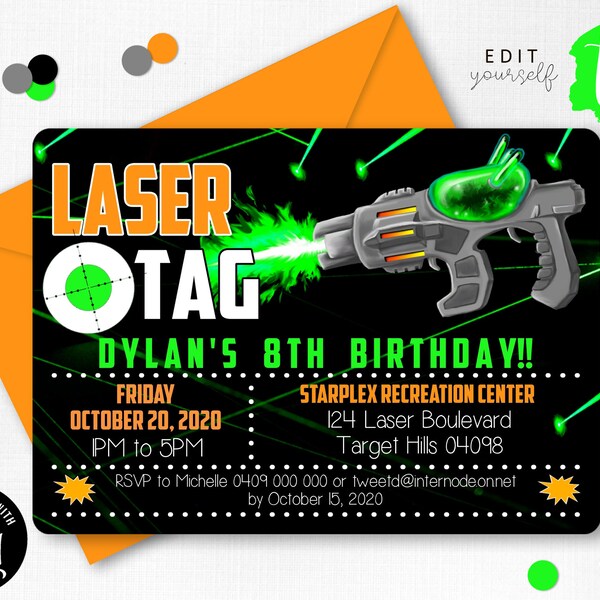 Laser Tag Invites - Etsy