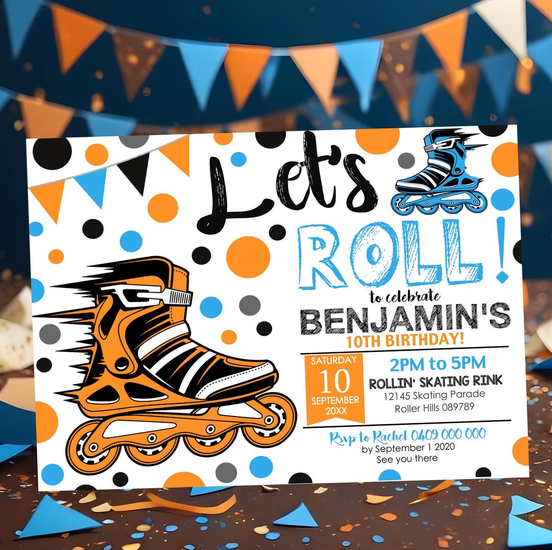 ROLLERBLADE PARTY Invitation Instant Download Rollerblade Birthday Boy ...