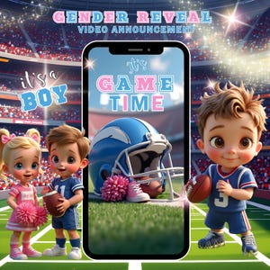 GENDER REVEAL VIDEO Announcement Football or Cheerleader Gender Reveal Video American Football Video Baby Announcement Boy Gender Reveal MP4