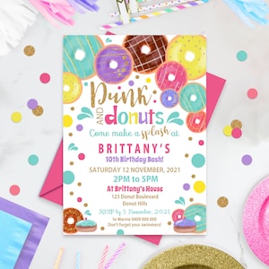 DONUT POOL PARTY Invitation Dunk and Donuts Invitation Editable Pool Party Invitation Corjl Donut Summer Pool Party Bash Donut Party Swim
