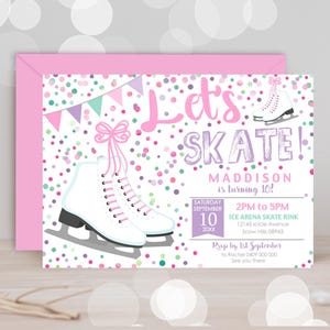 INVITACIÓN DE PATINAJE SOBRE HIELO Invitación para fiesta de patinaje sobre hielo Cumpleaños de patinaje sobre hielo Fiesta de patinaje sobre hielo Invitación de patinaje sobre hielo Invitación de patinaje sobre hielo para niña
