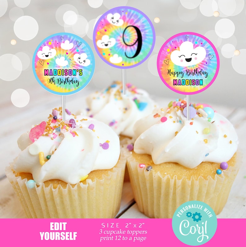 CLOUD 9 Cupcake Toppers Instant Download Cloud 9 Cupcake - Etsy