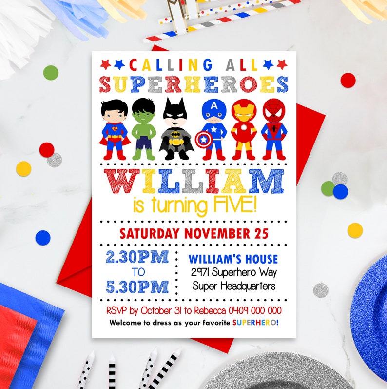 SUPERHERO Party Invitation Instant Download Superhero Boy Invitations Superhero Hulk Invitation Superhero printable Editable