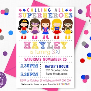 GIRL SUPERHERO PARTY Invitation Instant Download Superhero Girl Invitation Superhero Party Printable Editable Template Corjl Superhero Girl