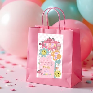Preppy Sweet Sassy Seven Favor Tag | Retro Smiley Face Thank you | Digital Download