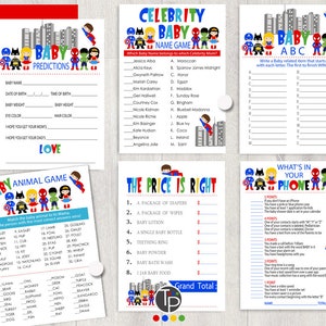 Superhero BABY SHOWER Games Instant download Baby Shower Games Superhero Baby Shower Games Superhero Baby Shower Games Printable Baby Boy