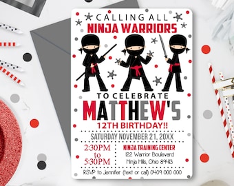 NINJA INVITATION Instant Download Ninja Birthday Party Karate Ninja Printable Calling all Ninja Warriors Invitation Instant Download Corjl