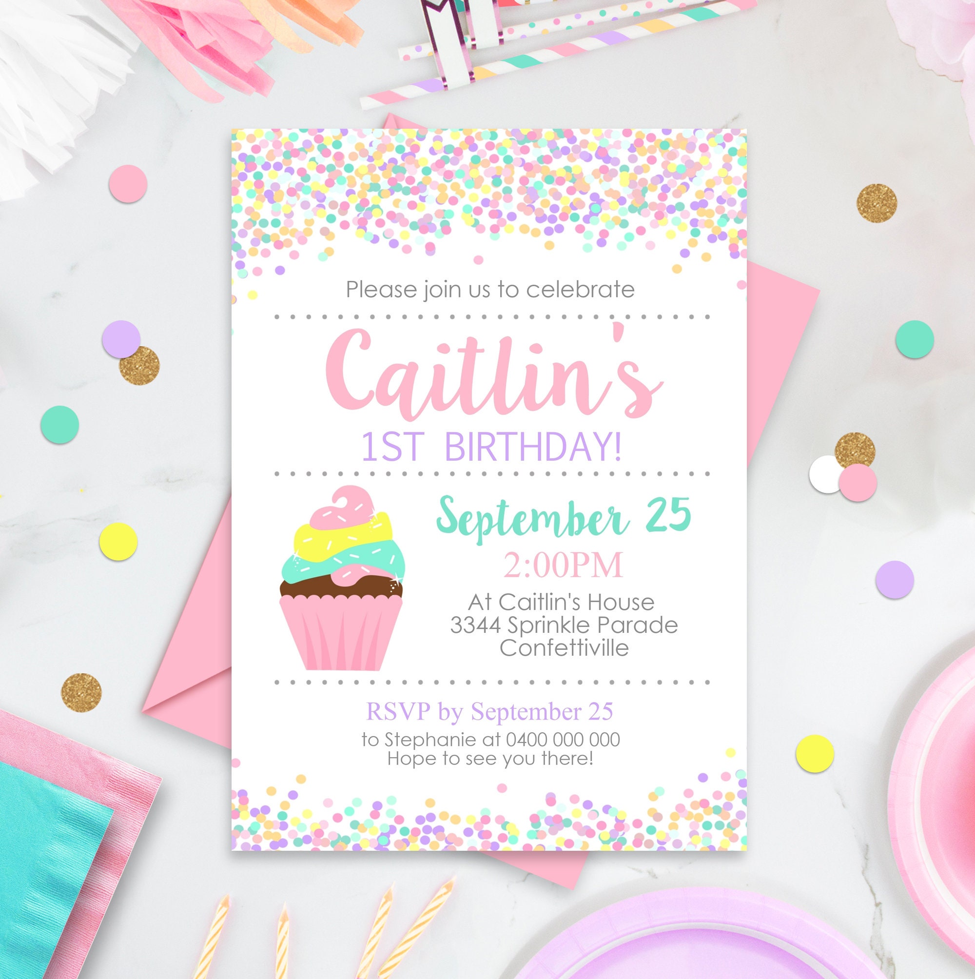 CUPCAKE Invitation Instant Download CUPCAKE INVITATION Girl Etsy México