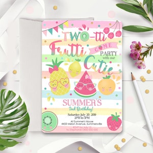 TWOTTI FRUTTI INVITATION Instant download Two tti Frutti Invitation 2nd birthday invitation Summer Party Fruit Birthday invitation Corjl