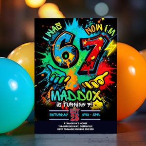 Six Seven Birthday Invitation | I was 6 now I'm 7 Party Invite | Digital Download