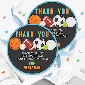 SPORTS FAVOR tag Editable All Star Favor Tag Round All Star Sports Favor Stickers Editable Ball Sports Favor Tags Printable Thank you Corjl