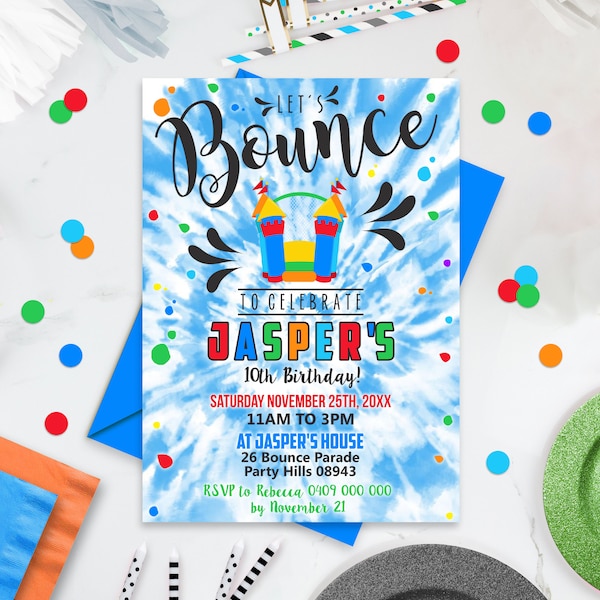 BOUNCING CASTLE INVITATION Instant Download Jumping Castle Invitation Boy Jumping Castle Invitation Bounce House Party Bounce Invitation