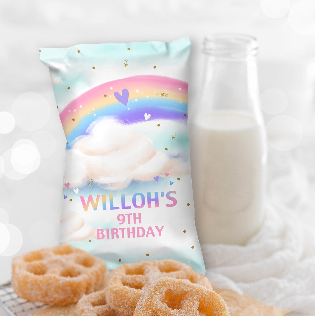 Rainbow Chip Bag Printable Cloud 9 Chip Bag Editable Candy Bag Rainbow ...