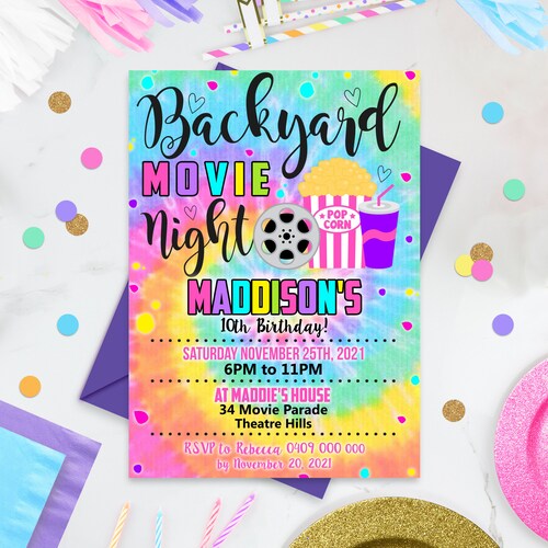 Backyard Movie Night Invitation Outdoor Movie Birthday Party - Etsy