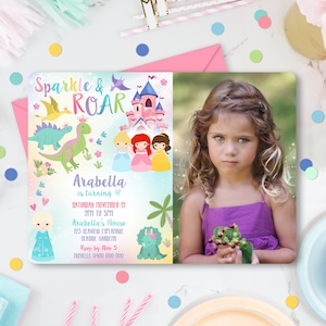Prinzessin Dinosaur Foto Einladung Sofortiger Download Prinzessin Dinosaur Einladung Editierbare Dinosaurier Prinzessin Einladung Digital Girl Dinosaur