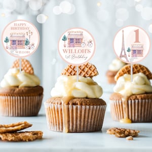PARIS Cupcake Toppers Instant download Paris Cupcake Toppers Editable Paris Cupcake Toppers Printable Paris Cupcake Toppers Eiffel Tower