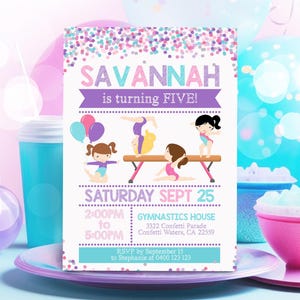 GYMNASTICS INVITATIONS Gymnastics Birthday Party Invitation Gymnastics Party Editable Gymnastics Party Printable CORJL Gymnastics Invitation