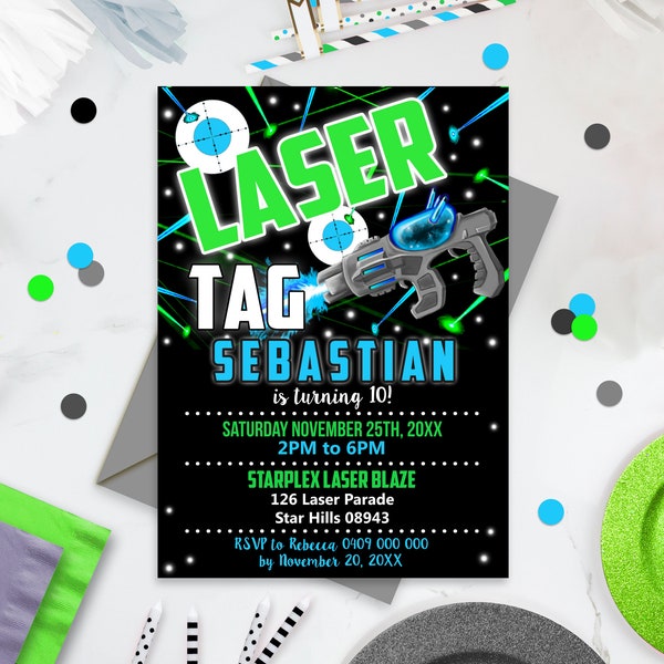 Laser Tag Invites - Etsy