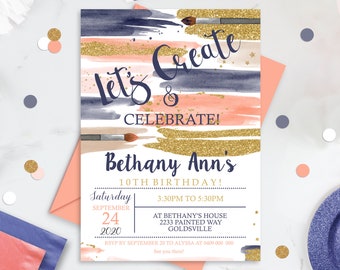 ART PARTY INVITATION Instant Download Invitations Art and Craft Invitation Craft Party Invitation Painting Invitation Art Invitation Corjl