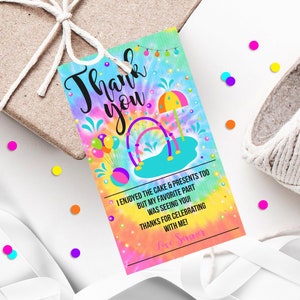 SPLASH PAD FAVOR tag Editable Splash Pad Favor Tags Printable Water park Gift Tag Splash Pad Party Favor Tag Tie Dye Splash Pad Thank you