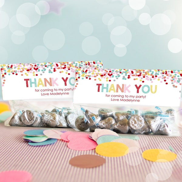 Confetti Treat Bag Topper Confetti Sandwich Bag Topper Rainbow Confetti Favors Editable Bag Topper Confetti Treat Bag Confetti Decor Rainbow