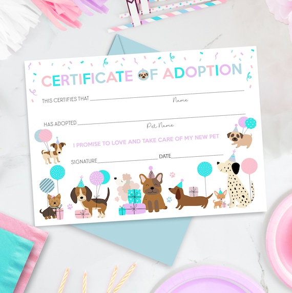 Printable Dog Adoption Certificate: Puppy Keepsake (PDF Download)