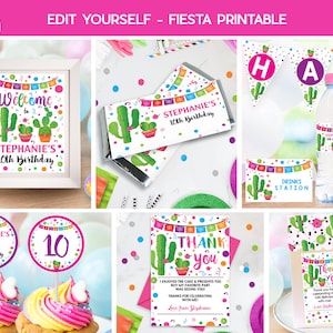 Décorations imprimables Fiesta Party : plaque de bienvenue modifiable (téléchargement numérique)