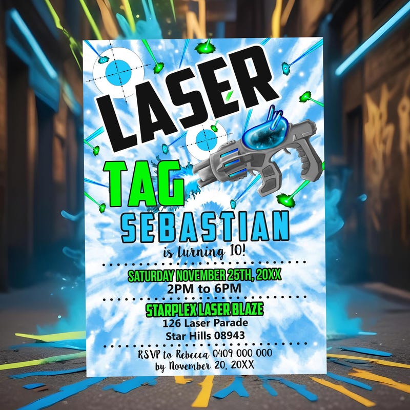 Laser Tag Invites - Etsy