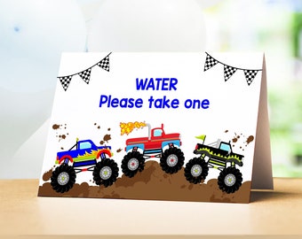 Monster Truck FOOD TENT Cards Instant download Monster Truck Food Labels Editable Monster Truck Food Tent Cards Corjl Instant Download Party