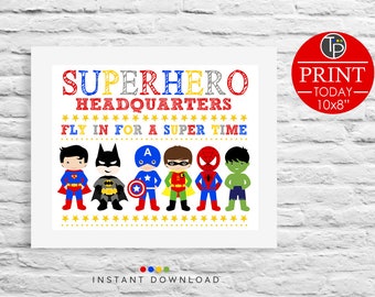 SUPERHERO WELCOME SIGN, Instant Download Sign, Superhero Sign, Superhero Birthday Welcome Sign,Superhero Boy Party, Superhero Printable