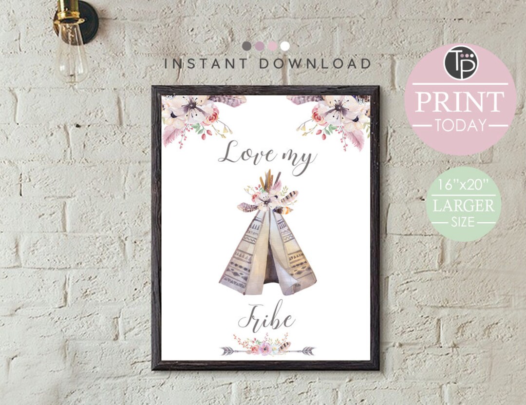 BOHO PRINT INSTANT Download Printable Art Love My Tribe - Etsy
