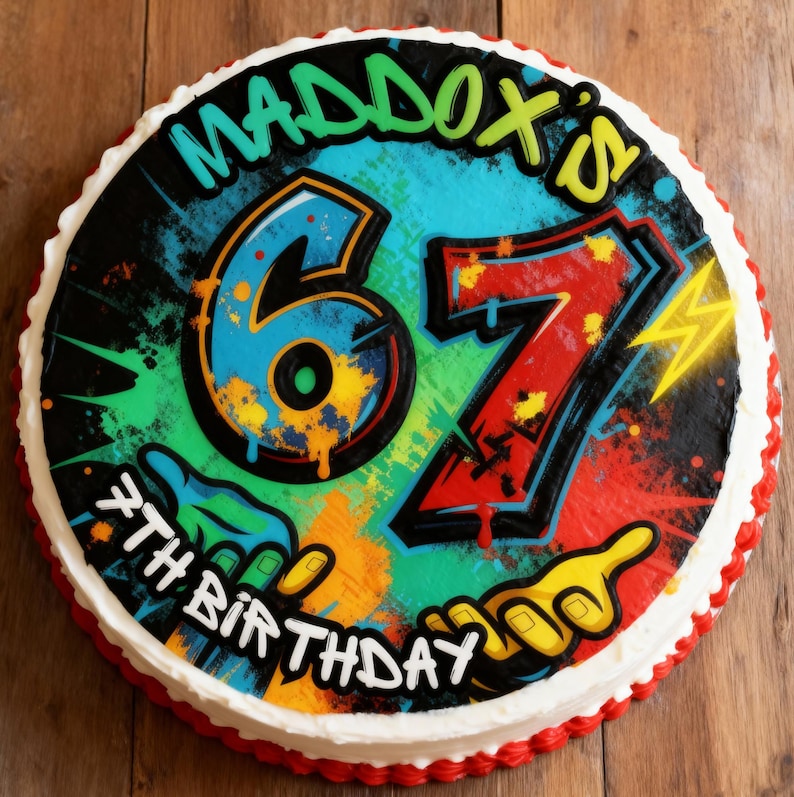 Six Seven Birthday Cake Topper | I Was 6 Now I'm 7 Party Decor