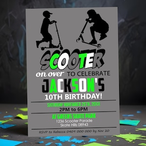 SCOOTER PARTY INVITATION Instant Download Scooter Birthday Invitations Scooter Party Invitation Scooter Invitations Scooter Party Editable