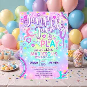 GYMNASTICS INVITATIONS Instant Download Gymnastics Party Invitation Gymnastics Party Editable Gymnastics Neon Invitation Gym Party Invite