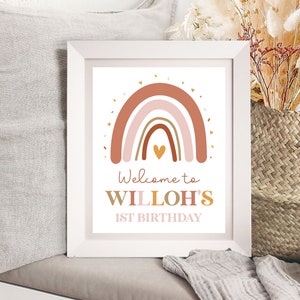 BOHO RAINBOW WELCOME Sign Instant Download Boho Rainbow Sign Editable Boho Rainbow Party Signs Printable Modern Rainbow Birthday Signs