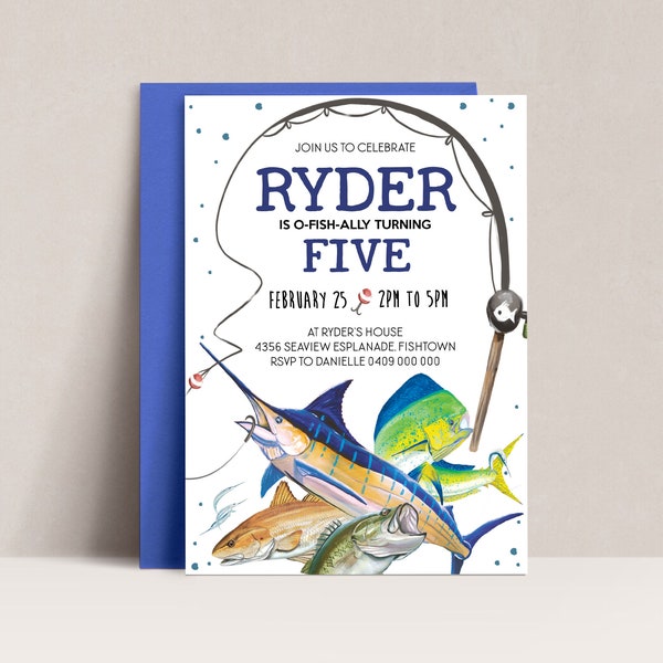 Printable Fishing Birthday Invitations - Etsy Printable Fishing Birthday Invitations - Etsy