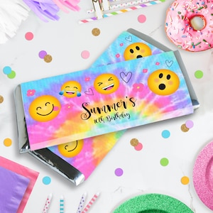 EMOJI HERSHEY Bar Wrappers Editable Emoji Favors Printable Tie Dye Emoji Hershey Bar Wrapper Emoji Candy Wrapper Emoji Chocolate Wrapper