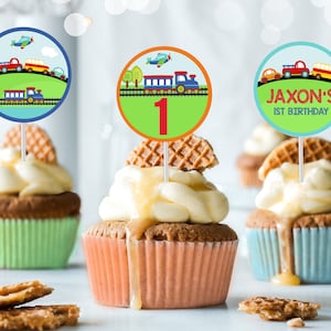 TRANSPORTATION PARTY Cupcake Toppers Instant download Transport Cupcake Toppers Editable Transport Party Cupcake toppers Printable Cars